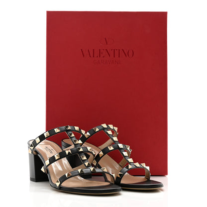 Valentino Garavani Calfskin Rockstud 60mm Caged Slide Sandals 38 Black 11 of 11