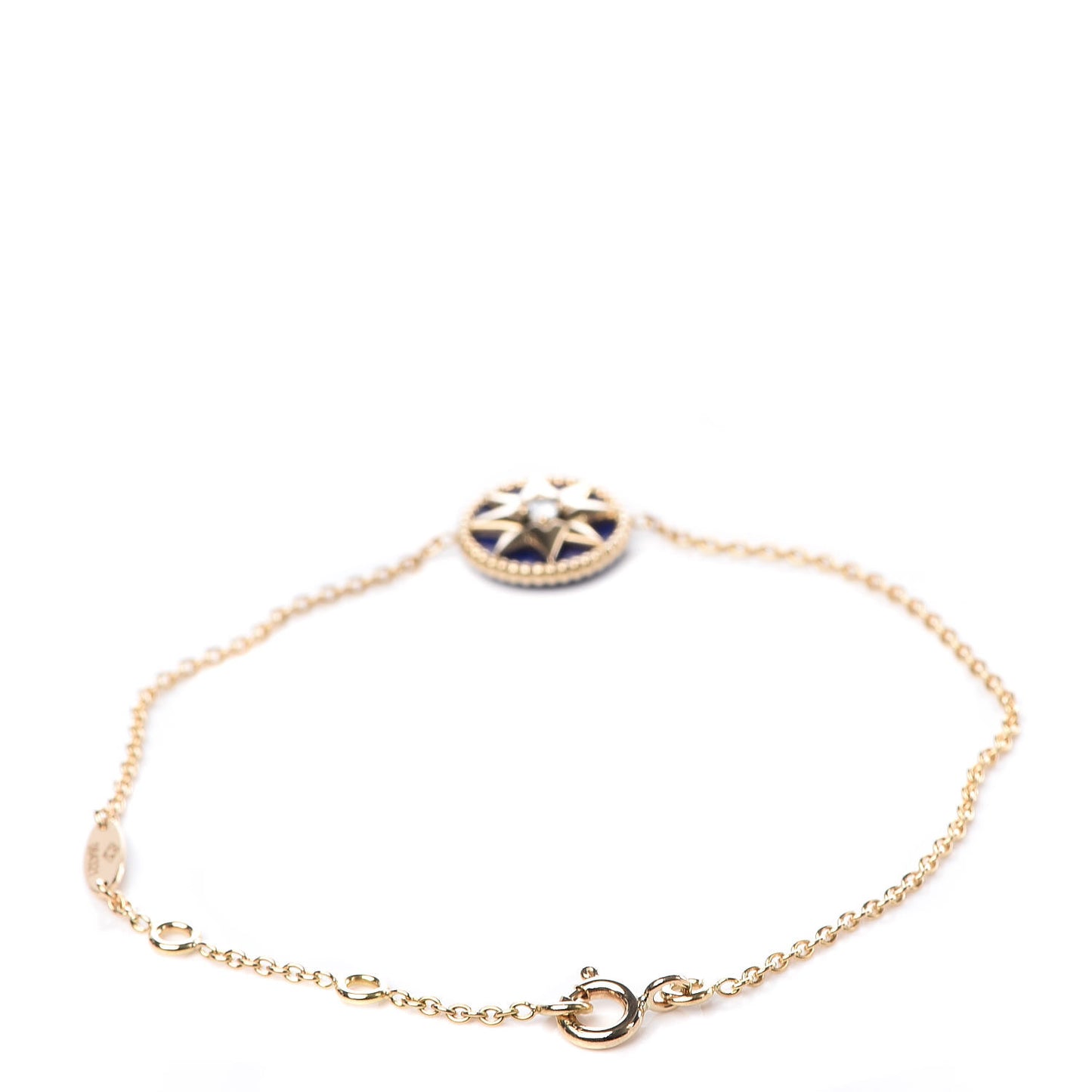 18K Yellow Gold Lapis Lazuli Diamond Rose Des Vents Bracelet