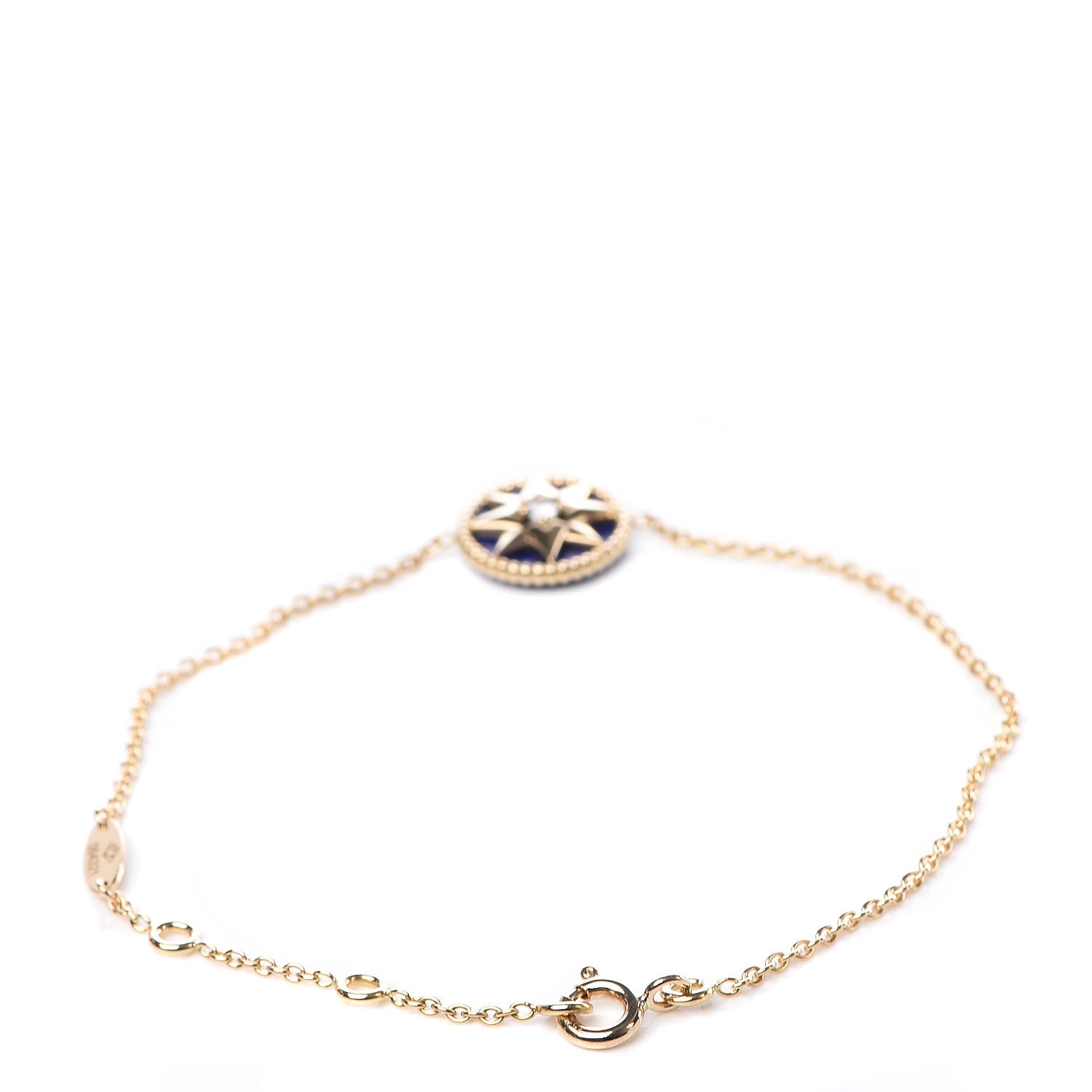 Christian Dior 18K Yellow Gold Lapis Lazuli Diamond Rose Des Vents Bracelet 3 of 7