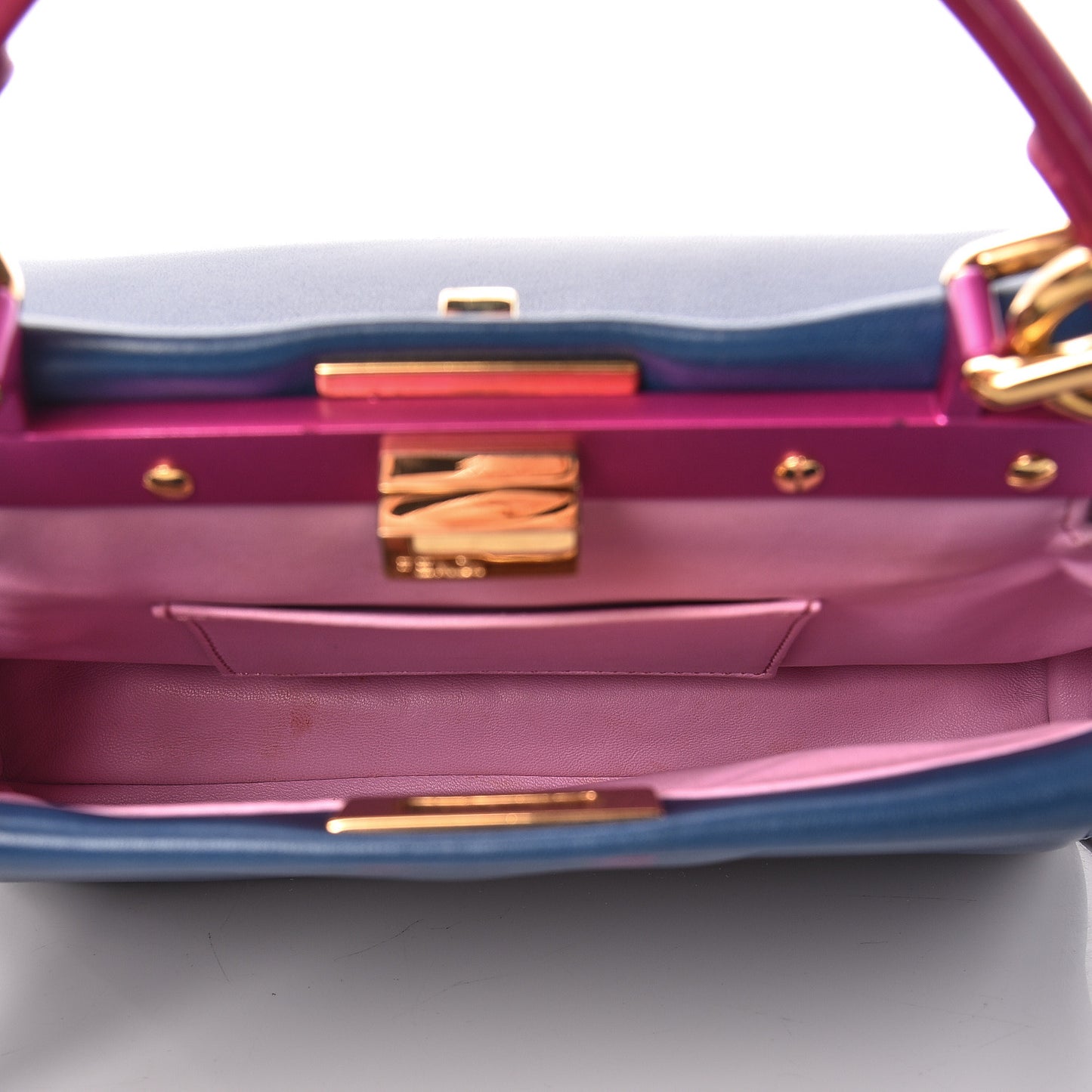 Nappa Colorblock Mini Peekaboo Iconic Satchel Iris Magenta Bubblegum