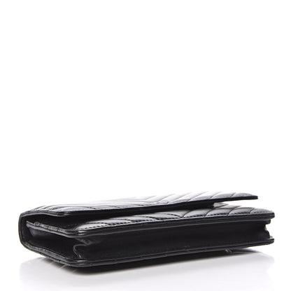 Chanel Lambskin Chevron Quilted Wallet On Chain WOC Black 4 of 14