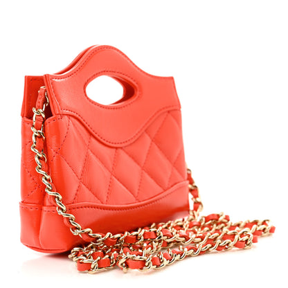 Chanel Shiny Lambskin Quilted Micro 31 Clutch With Chain Red 3 of 10