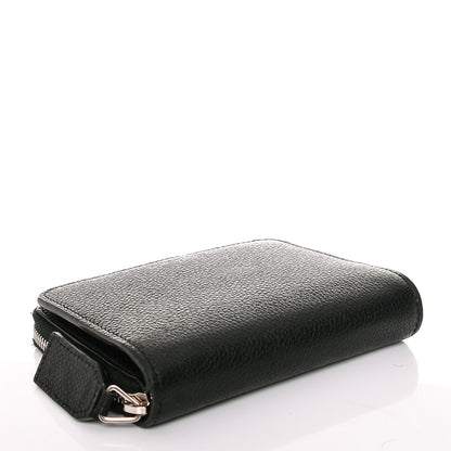 Saint Laurent Grained Calfskin Rive Gauche Compact Zip Around Wallet Black 4 of 6