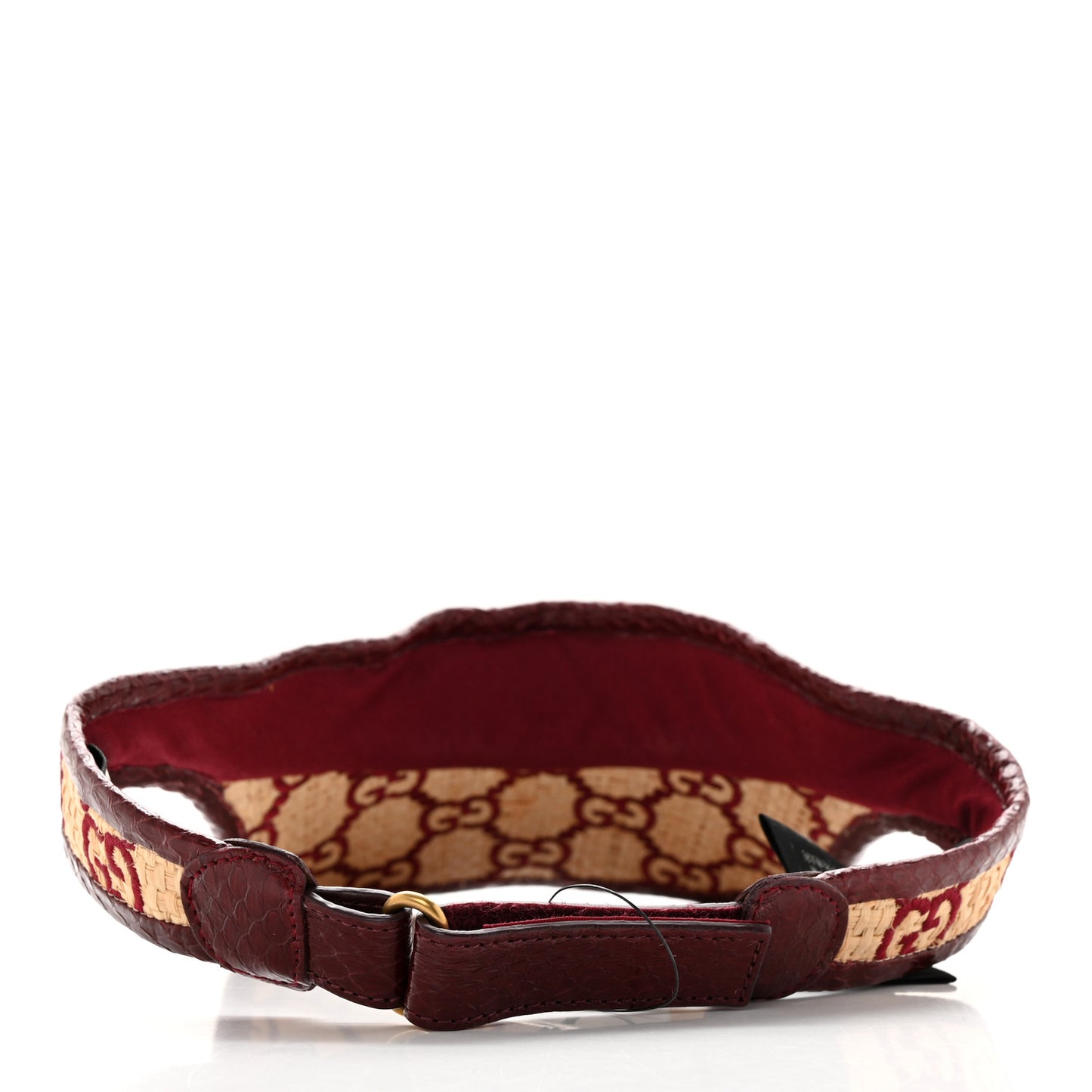 Raffia Elaphe GG Monogram Embroidered Afraa Visor M Ivory Bordeaux