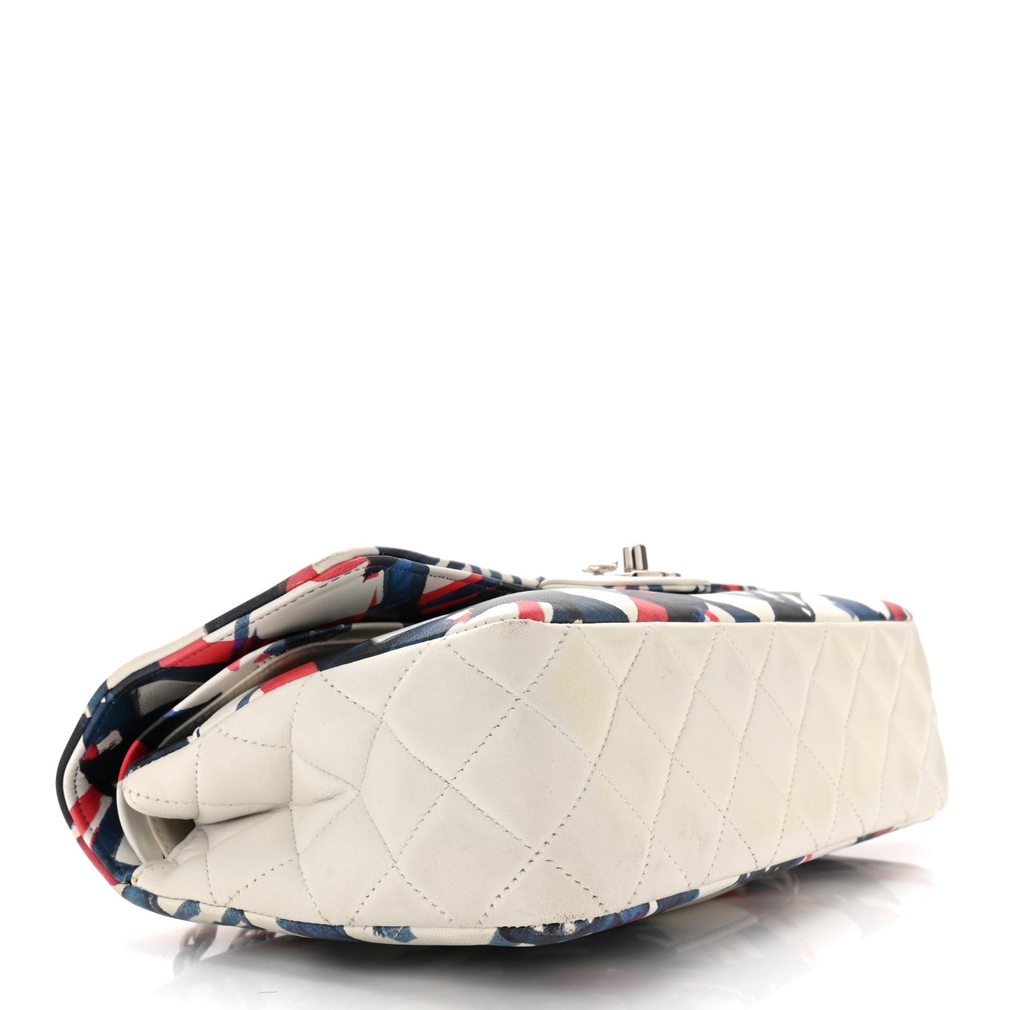 Lambskin Airline Printed Medium Double Flap White Red Blue