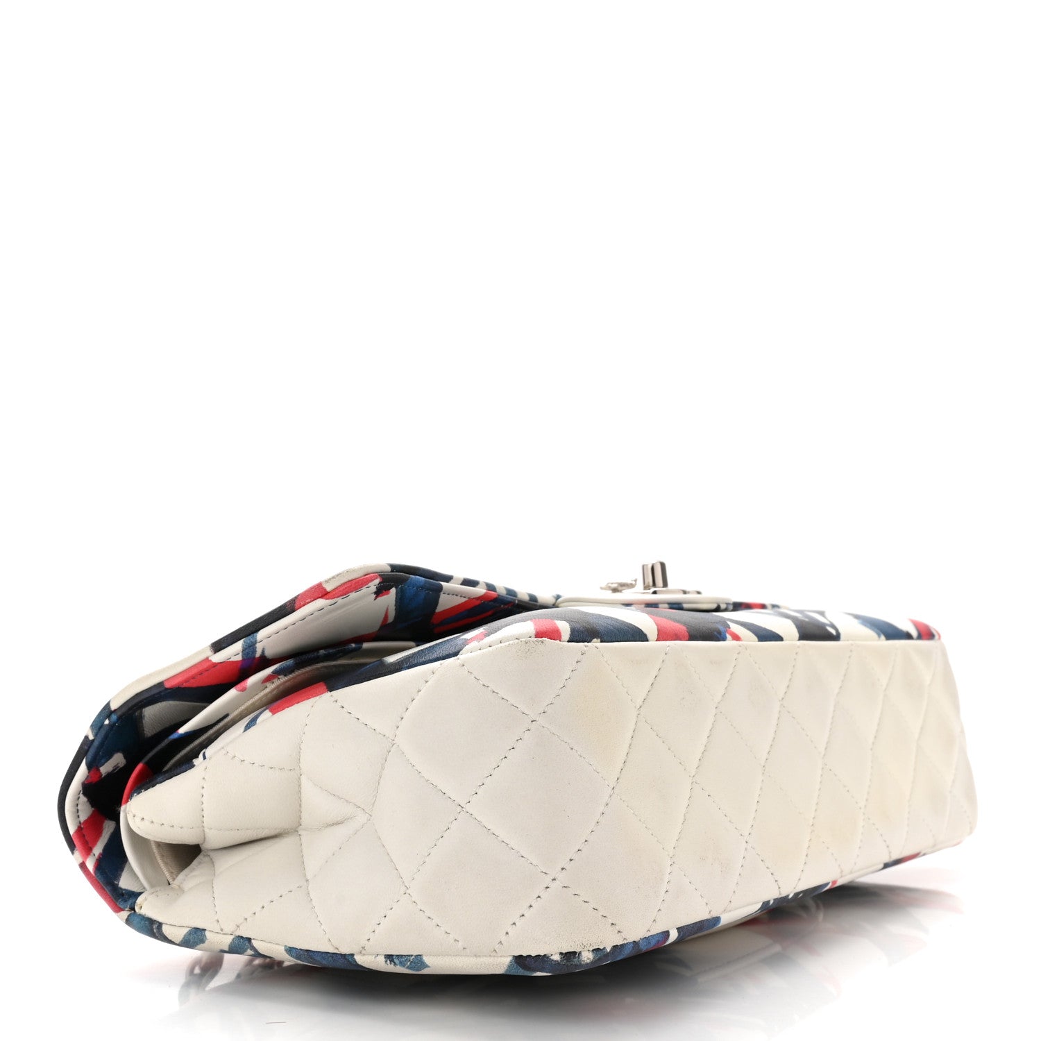 Chanel Lambskin Airline Printed Medium Double Flap White Red Blue 4 of 11