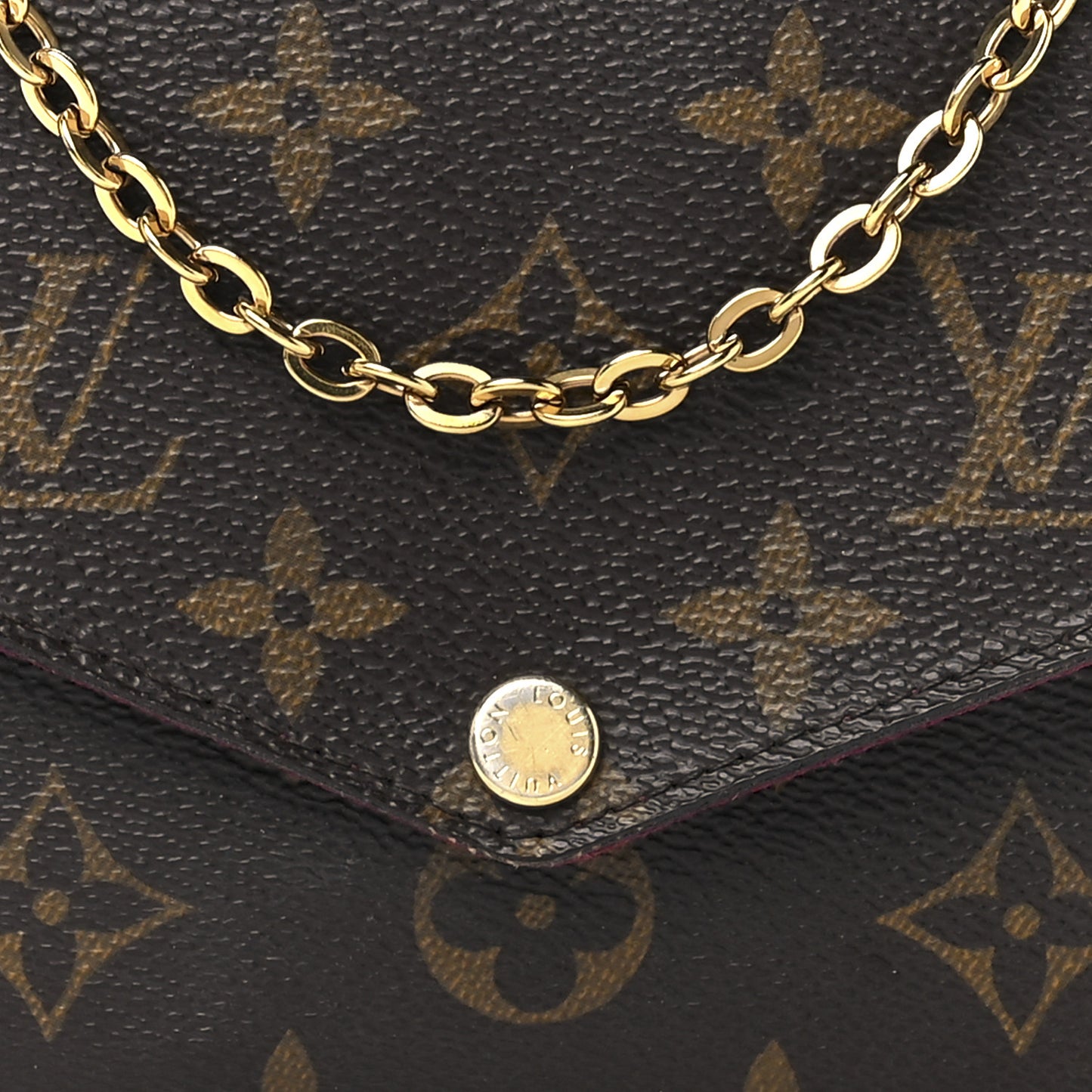 Monogram Pochette Felicie Chain Wallet Fuchsia