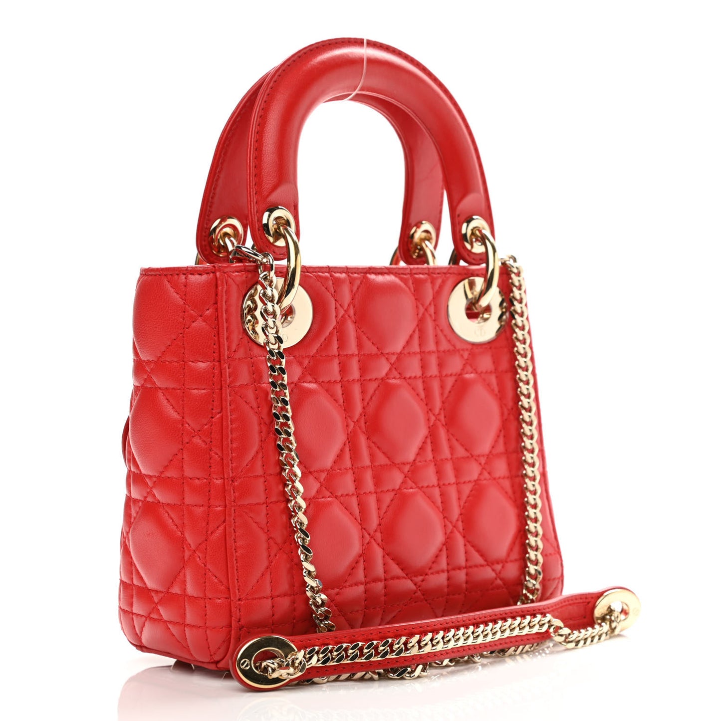 Lambskin Cannage Mini Lady Dior Geranium