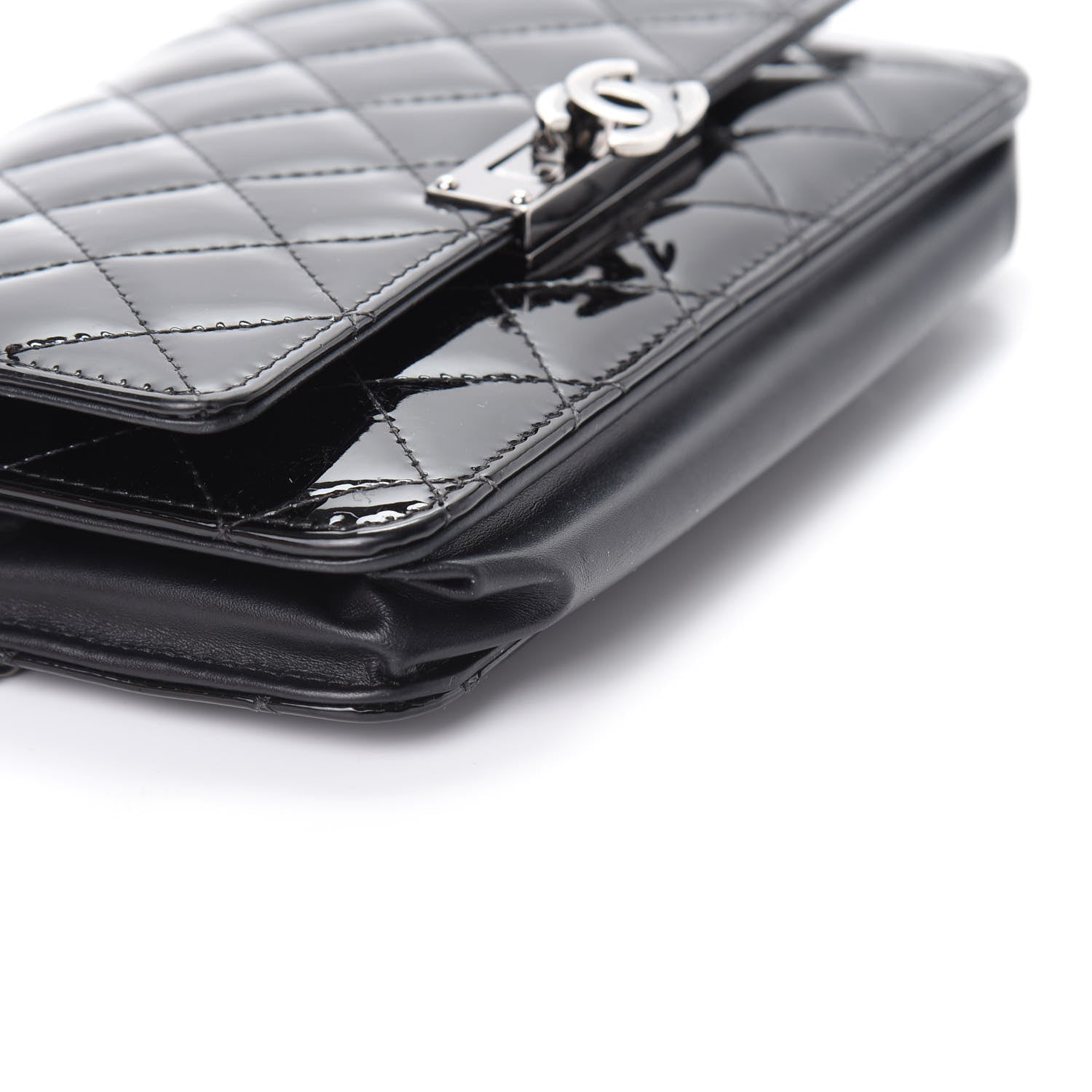 Chanel Patent Quilted Golden Class Wallet on Chain WOC Black 15 of 16