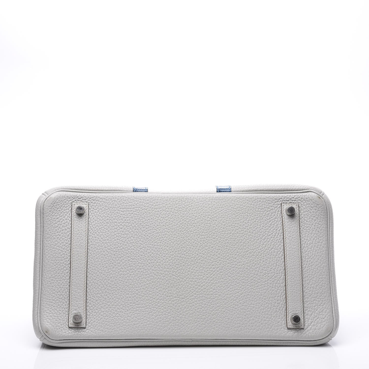 Hermes Taurillon Clemence Lizard Club Birkin 35 Gris Perle White Mykonos 5 of 31