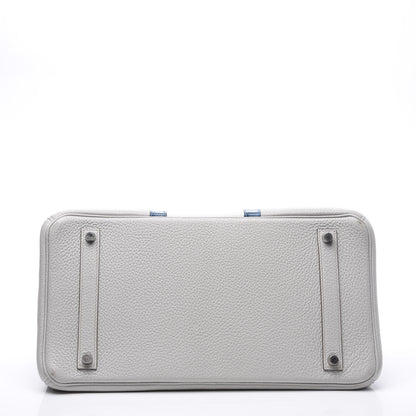 Hermes Taurillon Clemence Lizard Club Birkin 35 Gris Perle White Mykonos 5 of 31
