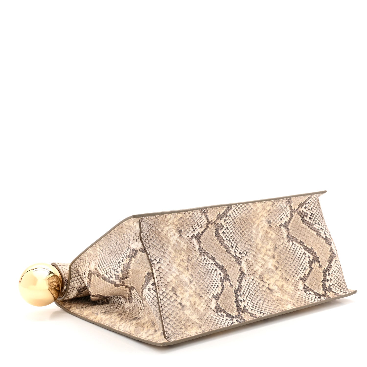Jacquemus Python Embossed Calfskin La Rond Carre Take Out Clutch Beige 4 of 10