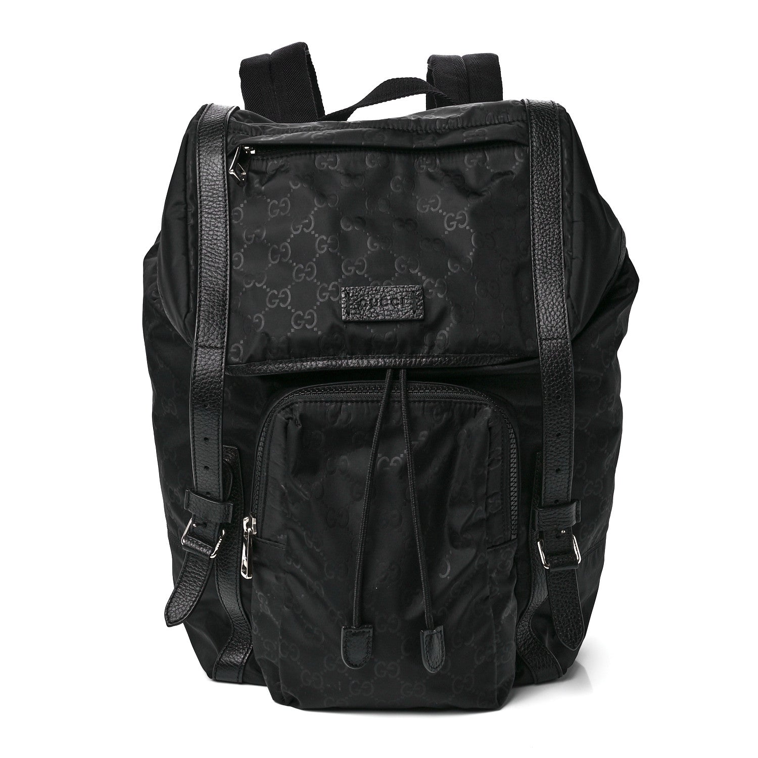 Gucci Nylon Monogram Medium Light Double Buckle Backpack Black 1 of 14