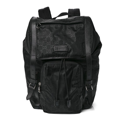 Gucci Nylon Monogram Medium Light Double Buckle Backpack Black 1 of 14