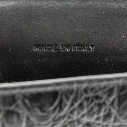 Saint Laurent Calfskin Crocodile Embossed Small Monogram Envelope Wallet Black 7 of 8