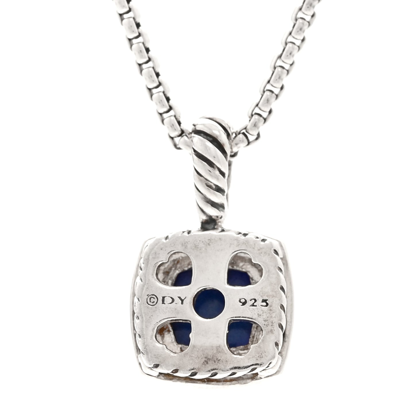 Sterling Silver Diamond Lapis Lazuli 7mm Petite Albion Pendant Necklace