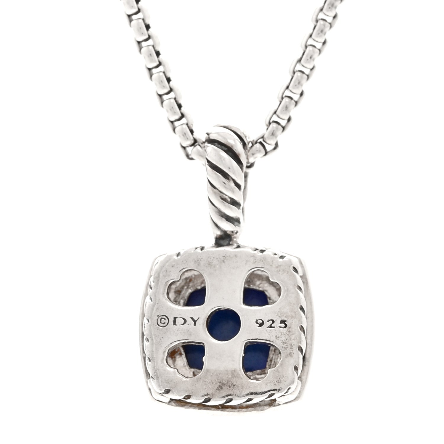 David Yurman Sterling Silver Diamond Lapis Lazuli 7mm Petite Albion Pendant Necklace 4 of 6