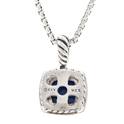 David Yurman Sterling Silver Diamond Lapis Lazuli 7mm Petite Albion Pendant Necklace 4 of 6