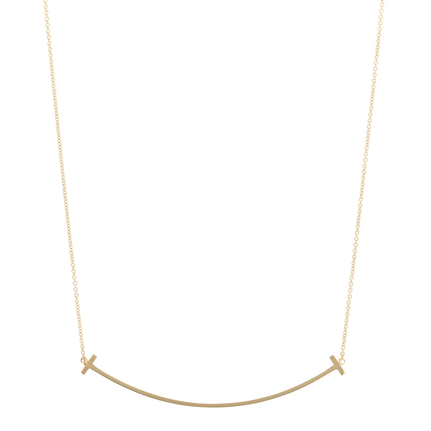 18K Yellow Gold Large T Smile Pendant Necklace