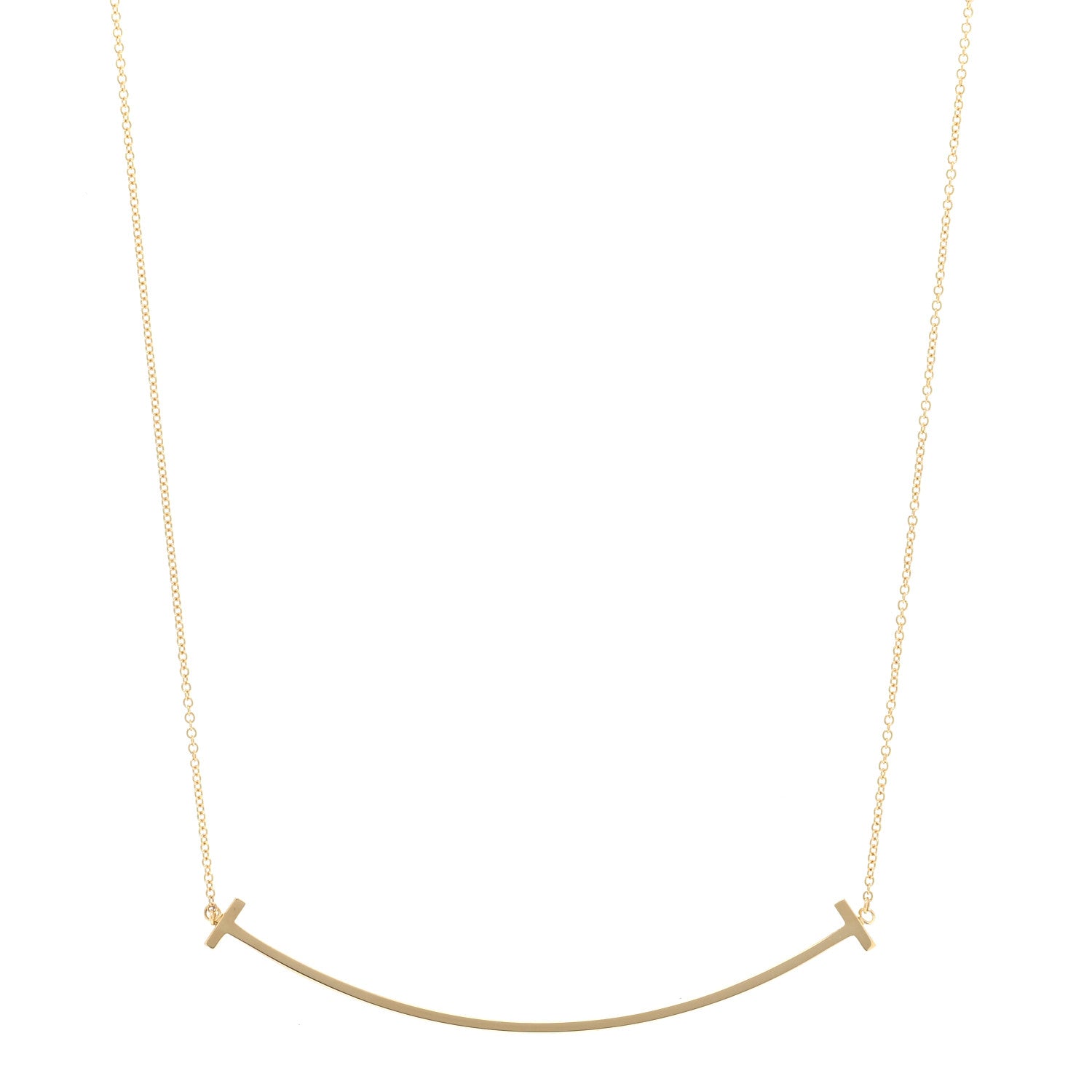 Tiffany 18K Yellow Gold Large T Smile Pendant Necklace 1 of 3