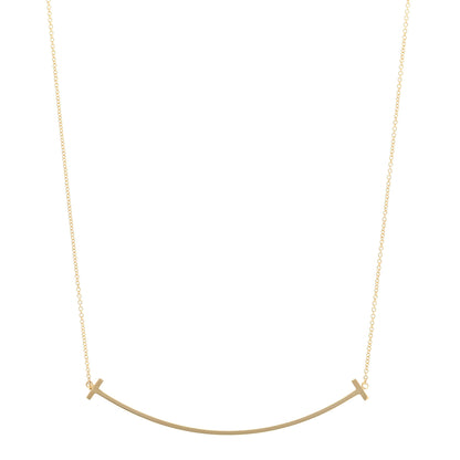 Tiffany 18K Yellow Gold Large T Smile Pendant Necklace 1 of 3