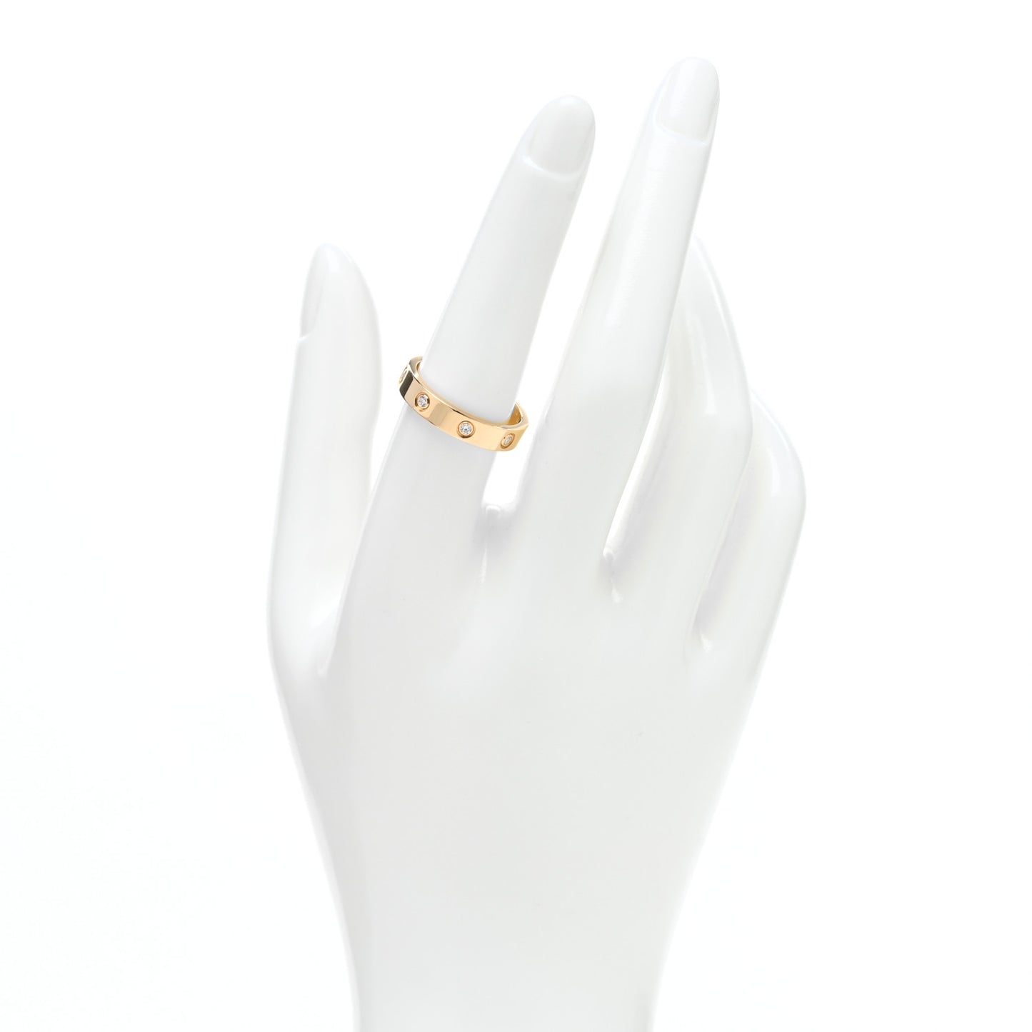 18K Yellow Gold 8 Diamond 4mm LOVE Wedding Band Ring 56 7.5