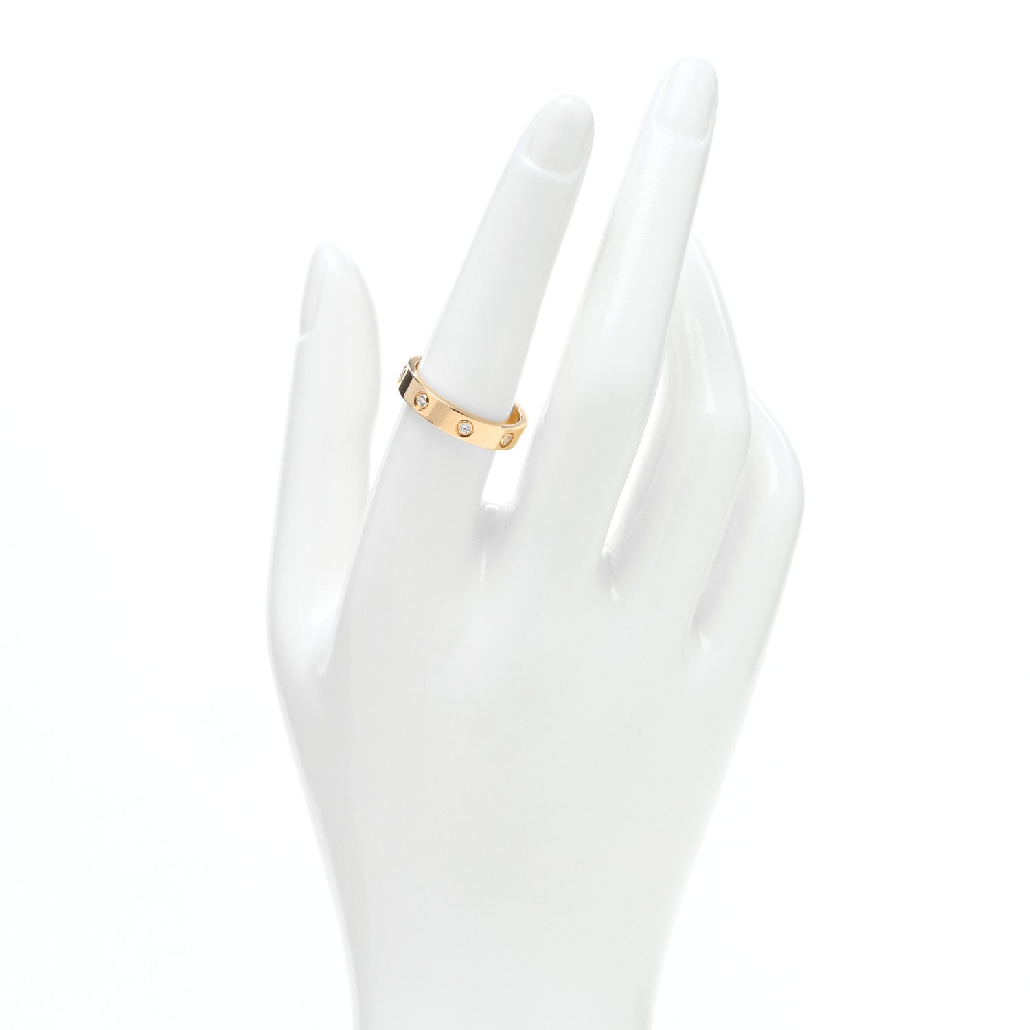 Cartier 18K Yellow Gold 8 Diamond 4mm LOVE Wedding Band Ring 56 7.5 2 of 5