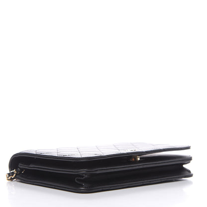 Chanel Lambskin Quilted Pearl Wallet On Chain WOC Black 4 of 14