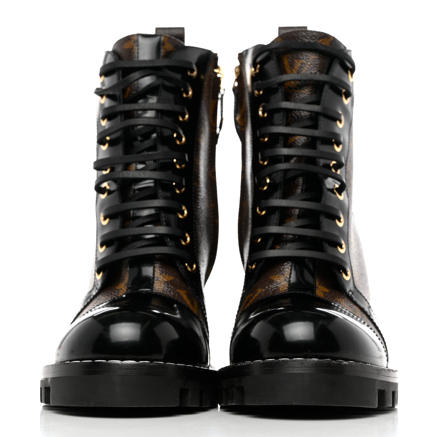 Patent Calfskin Monogram Star Trail Ankle Boots 39 Black