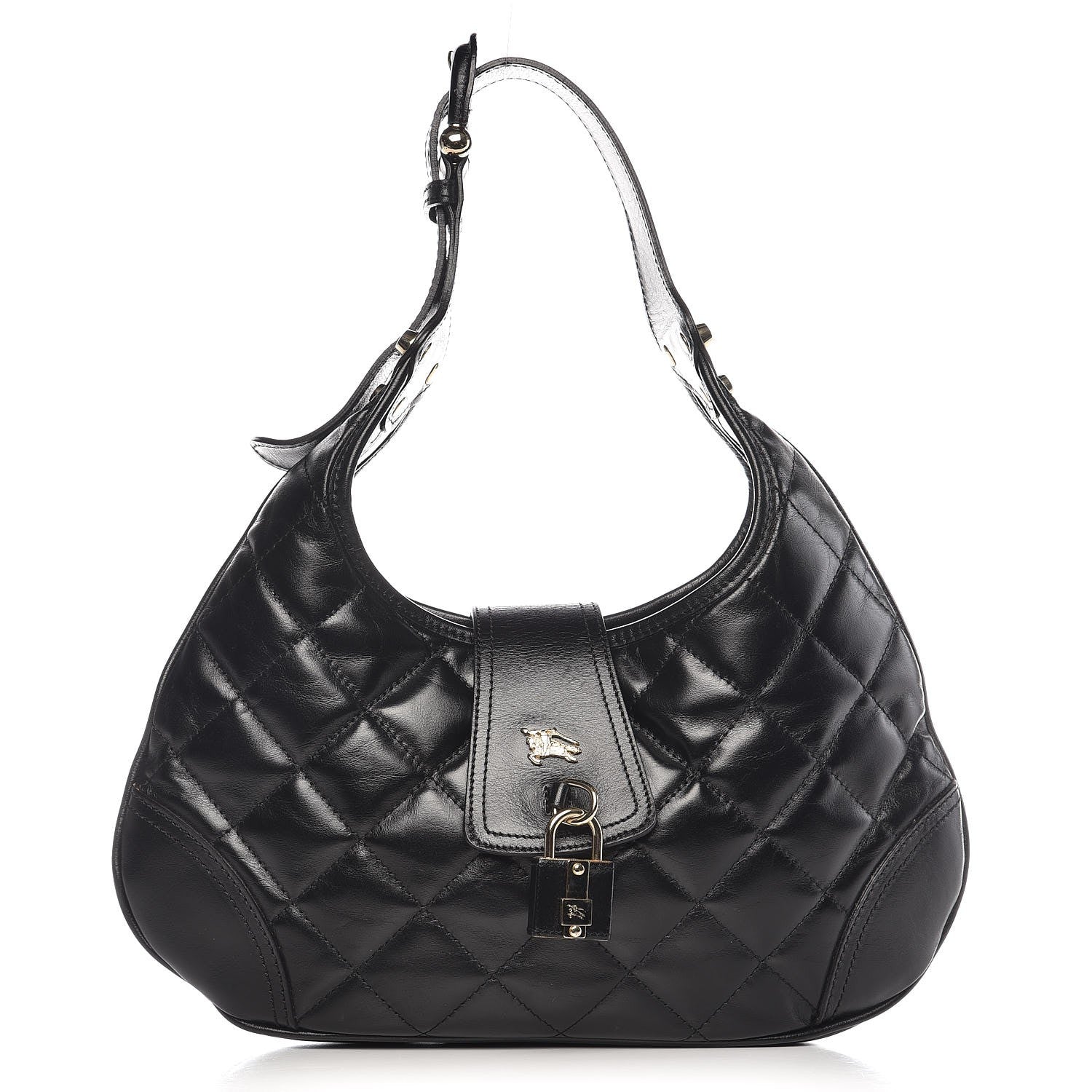 Burberry Calfskin Quilted Small Brook Hobo Black 1 of 7