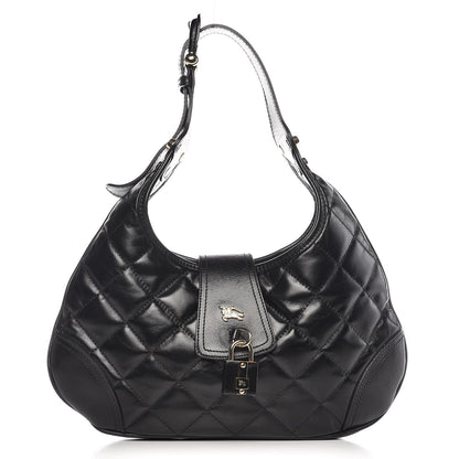 Burberry Calfskin Quilted Small Brook Hobo Black 1 of 7
