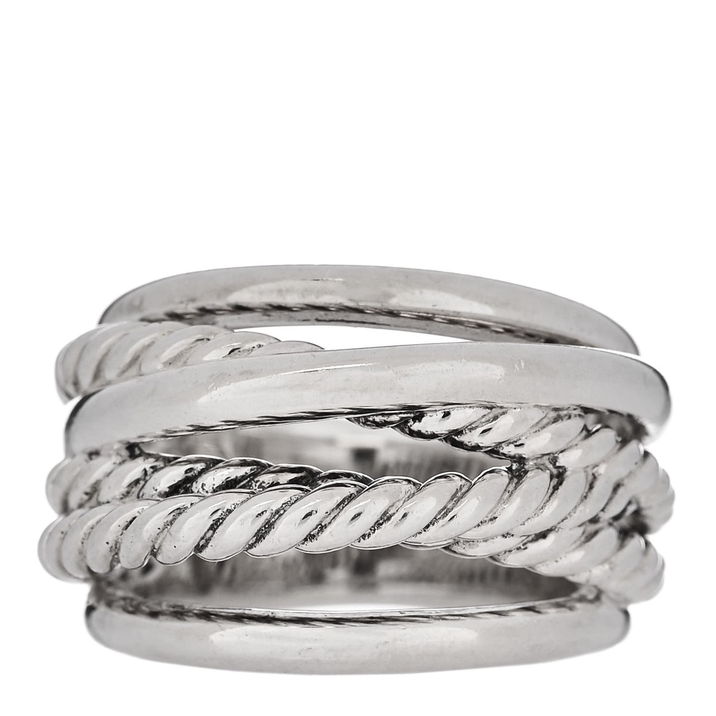 Sterling Silver 15mm Wide Crossover Cable Ring 54 7