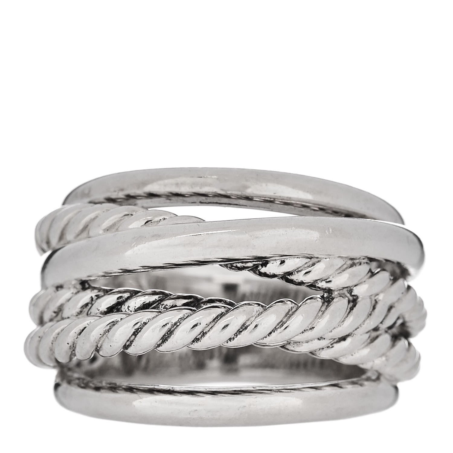 David Yurman Sterling Silver 15mm Wide Crossover Cable Ring 54 7 1 of 4