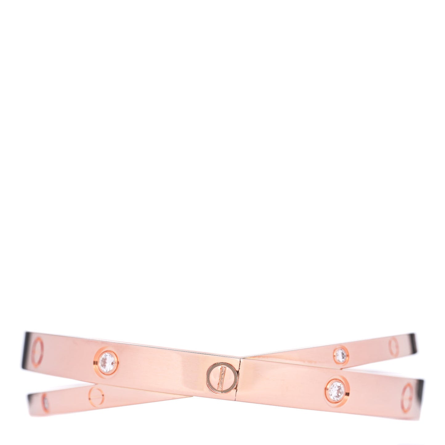 18K Pink Gold 12 Diamond Double LOVE Bracelet 19