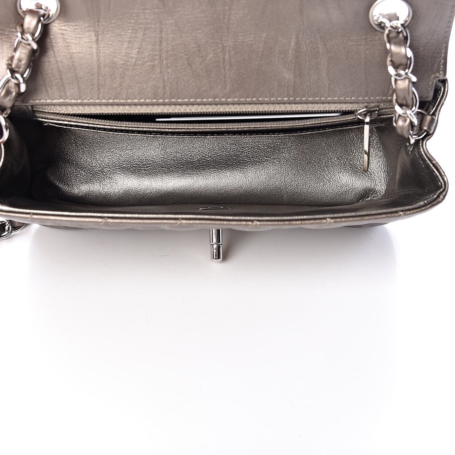 Chanel Iridescent Calfskin Quilted Mini Rectangular Flap Dark Silver 5 of 13