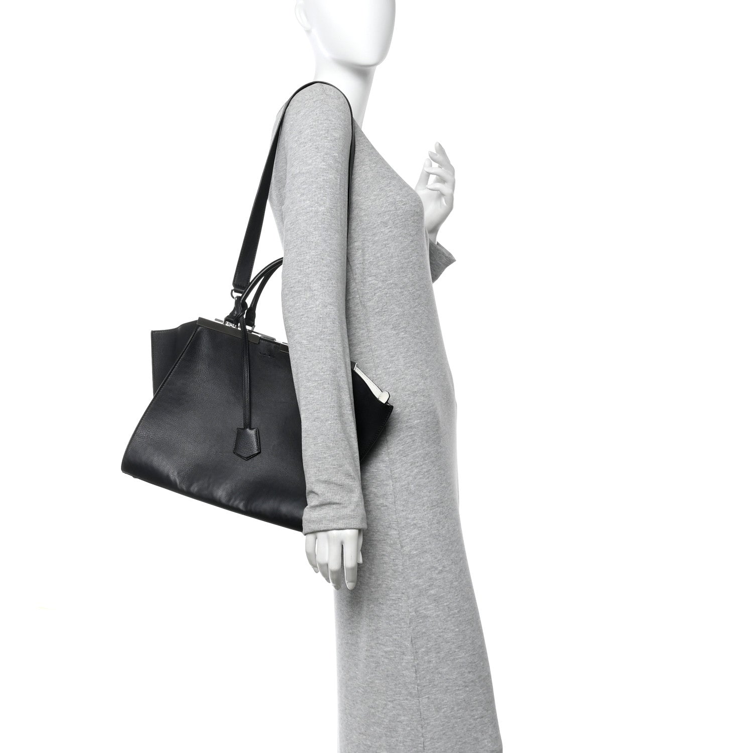 Fendi Vitello Dolce Shiny Nappa Petite 3Jours Tote Black 1845389