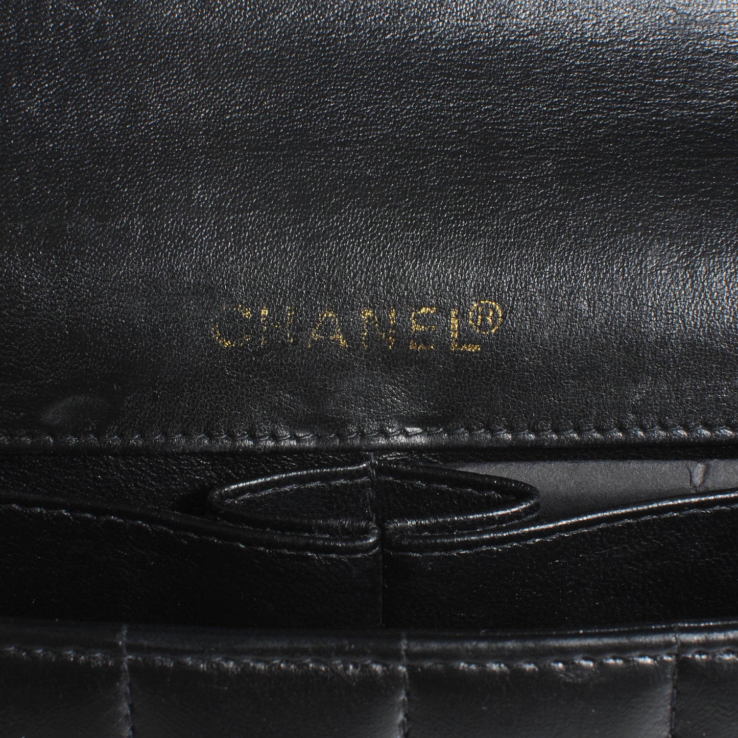 Lambskin East West Square Quilted Flap Black