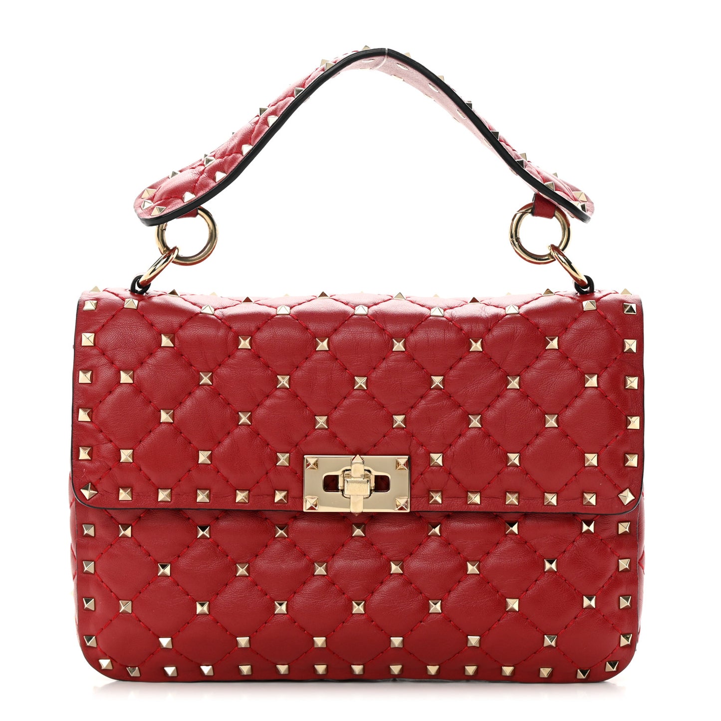 Nappa Medium Rockstud Spike Shoulder Bag Rosso Valentino