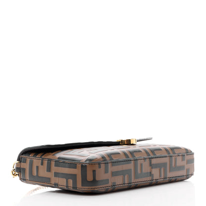 Fendi Vitello Soft F is Fendi Bi-Color FF 1974 Embossed Envelope Wallet On Chain with Pouches Maya Black 5 of 18