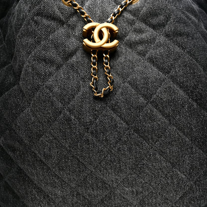 Chanel Washed Denim Quilted Large Chanel 25 Handbag Black 8 of 10