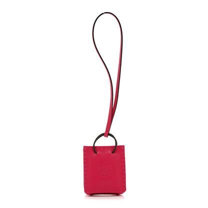 Hermes Milo Lambskin Swift Shopping Bag Charm Rose Mexico 1 of 4