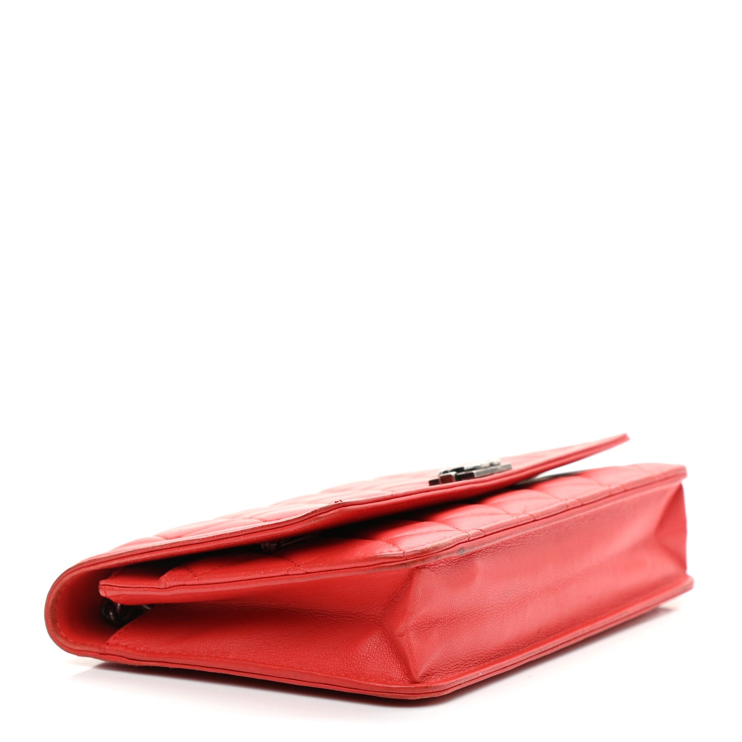 Lambskin Quilted Boy Wallet On Chain WOC Red
