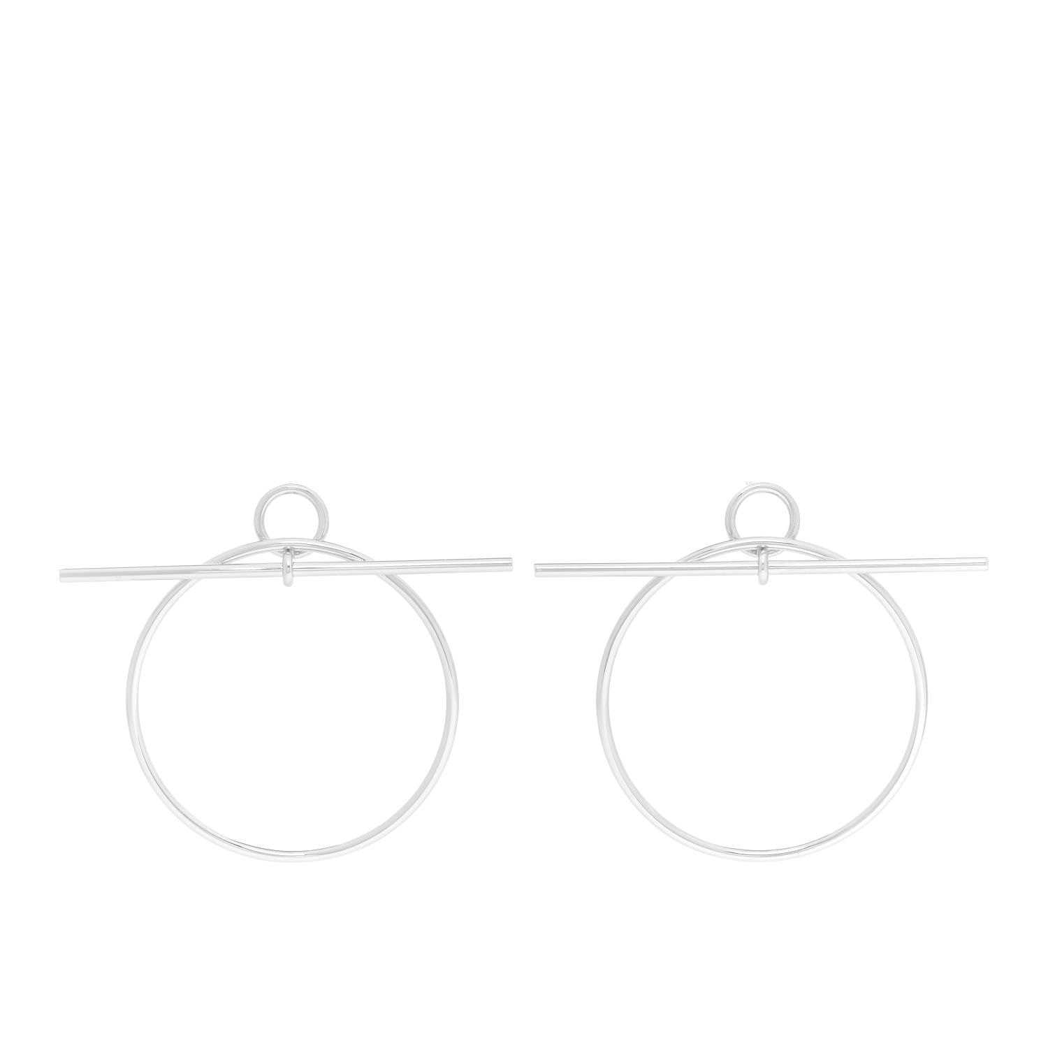 Hermes Sterling Silver MM Loop Earrings 1 of 7