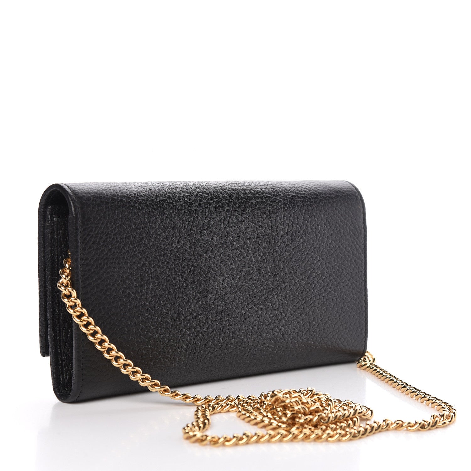 Gucci Calfskin Petite GG Marmont Wallet Chain Bag Black 3 of 12