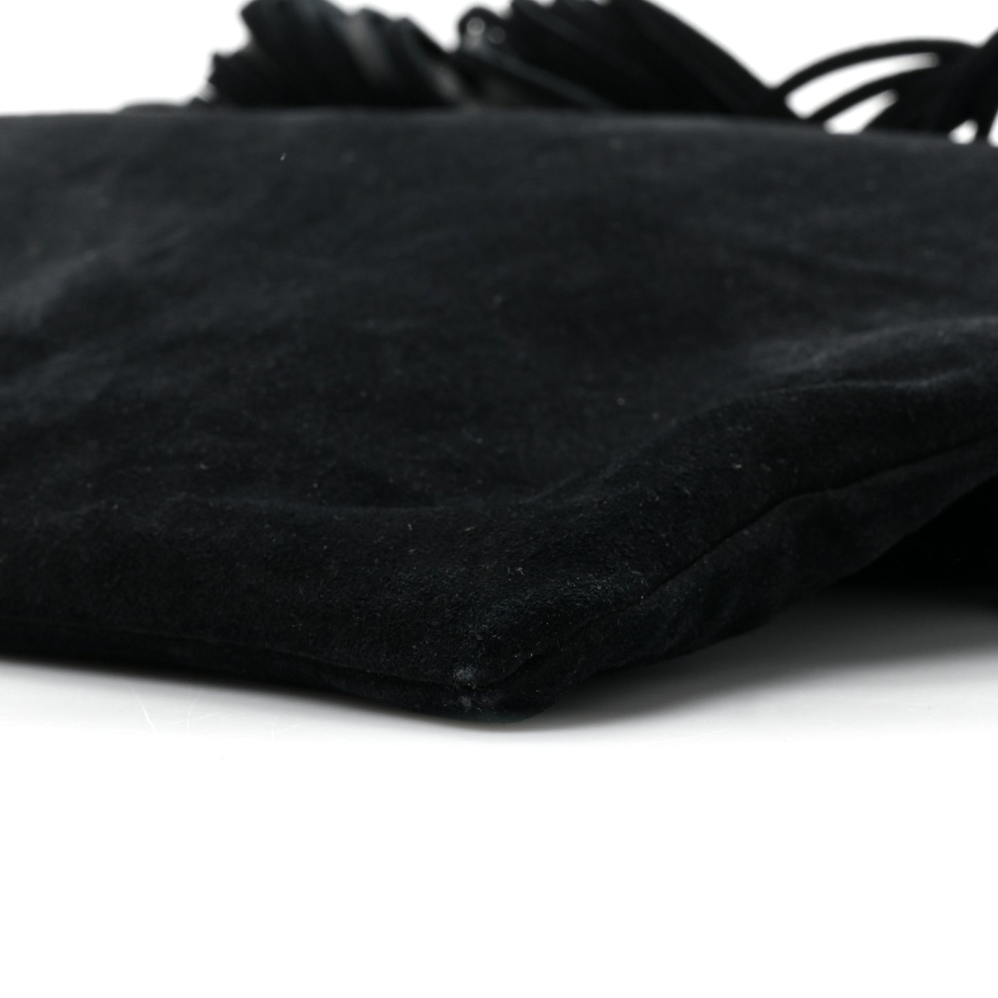 Suede Calfskin Large Grace Fringed Hobo Bag Rope Black