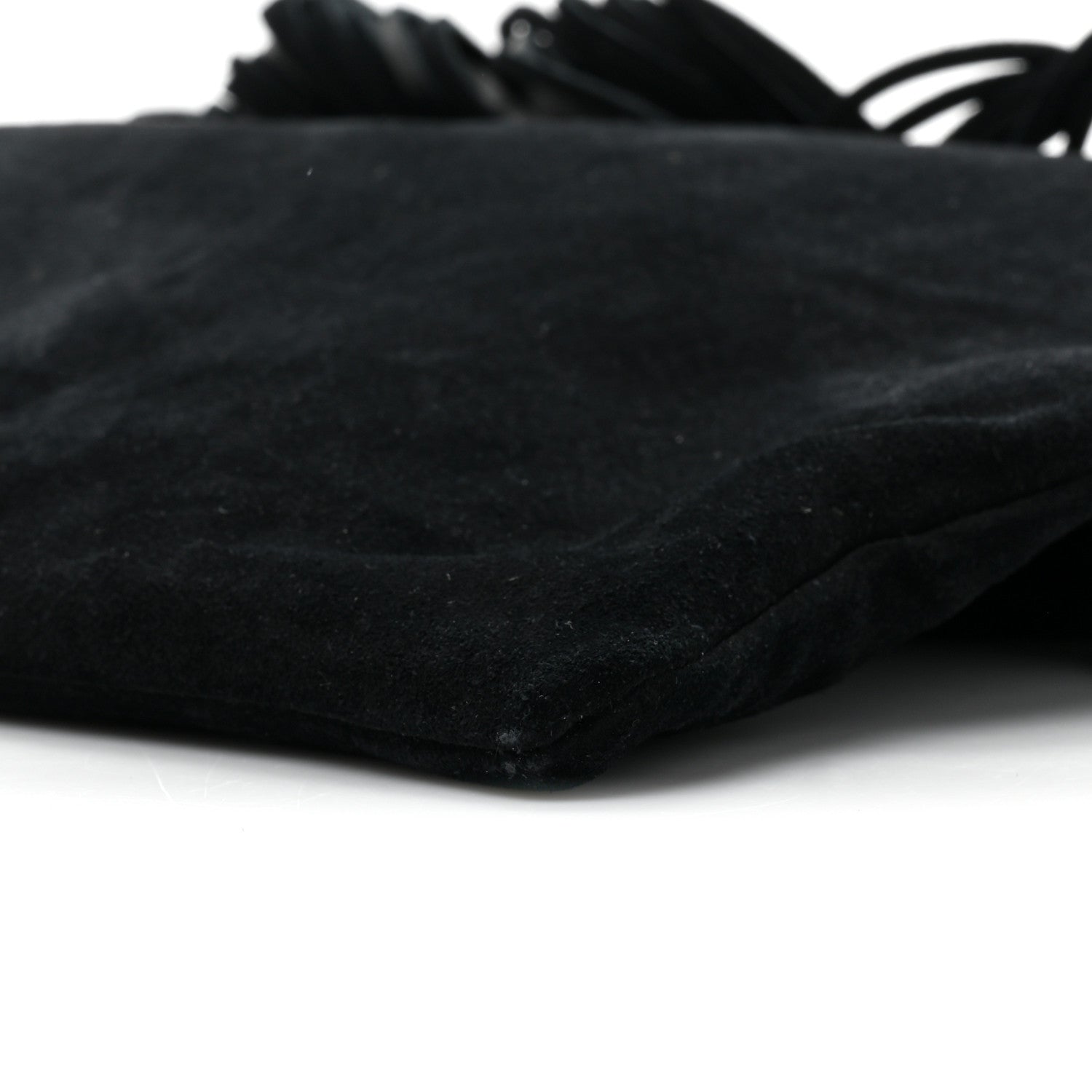 Saint Laurent Suede Calfskin Large Grace Fringed Hobo Bag Rope Black 7 of 9