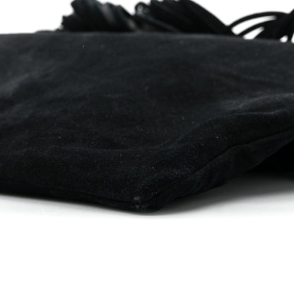 Saint Laurent Suede Calfskin Large Grace Fringed Hobo Bag Rope Black 7 of 9