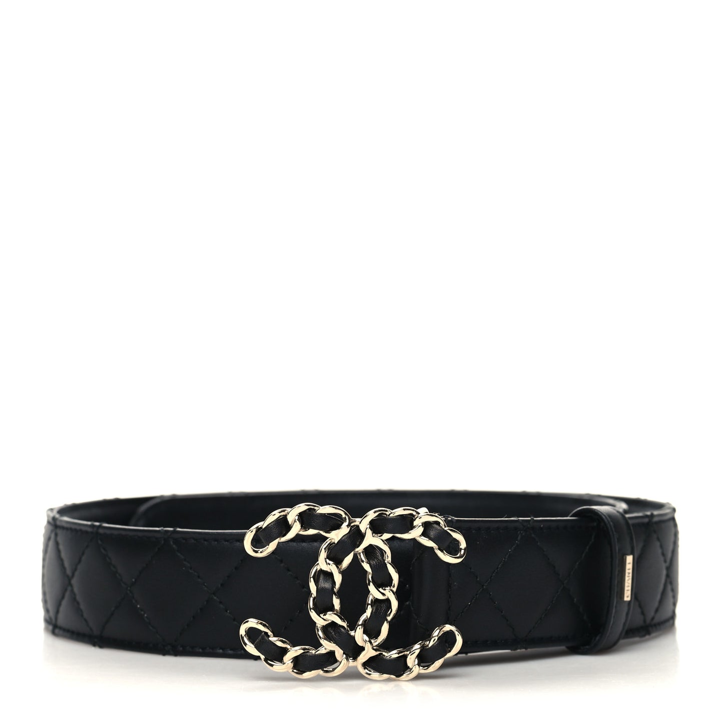 Lambskin Quilted CC Chain Belt 75/30 Black