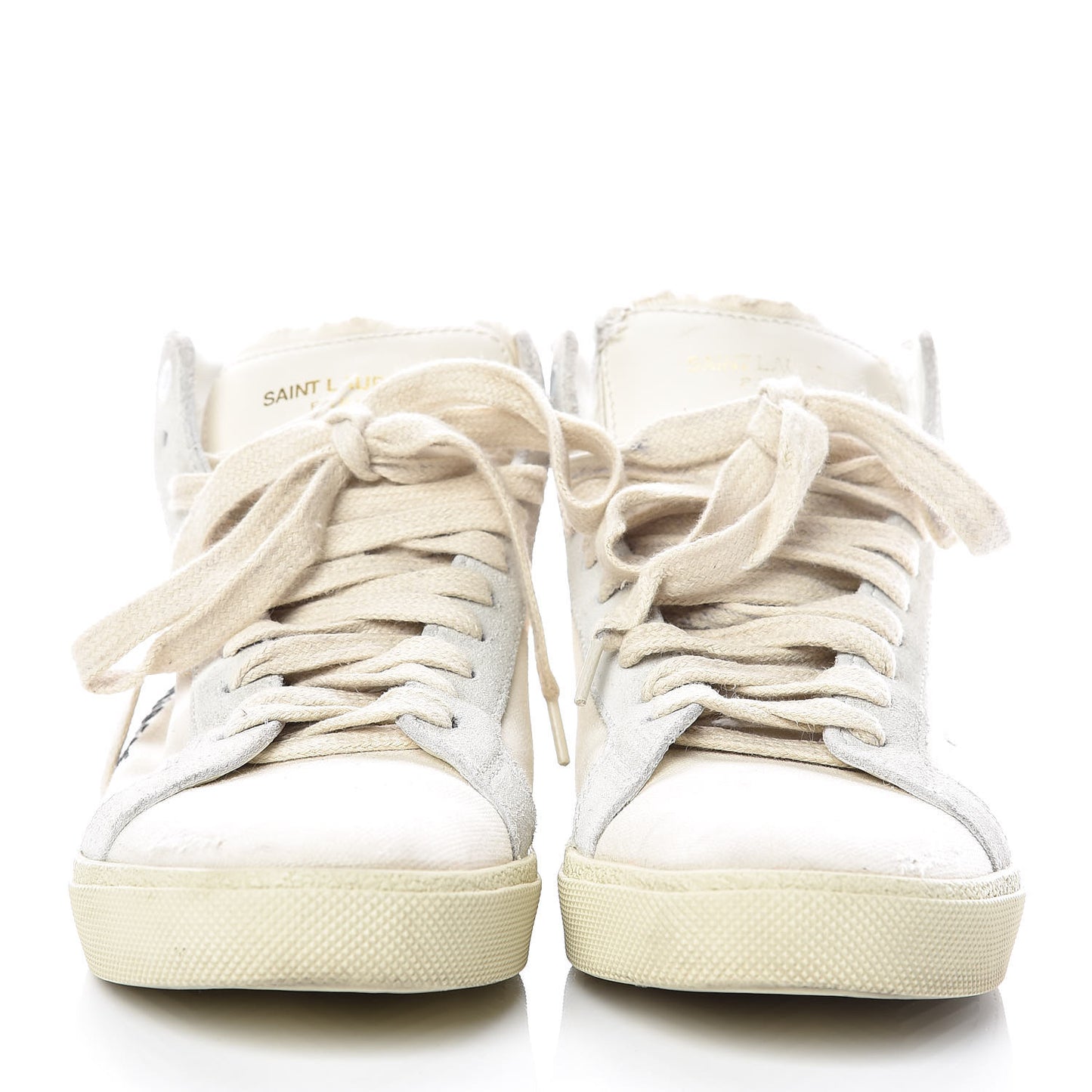 Distressed Canvas Womens Classic Court High Top Sneakers 37.5 Milk Panna