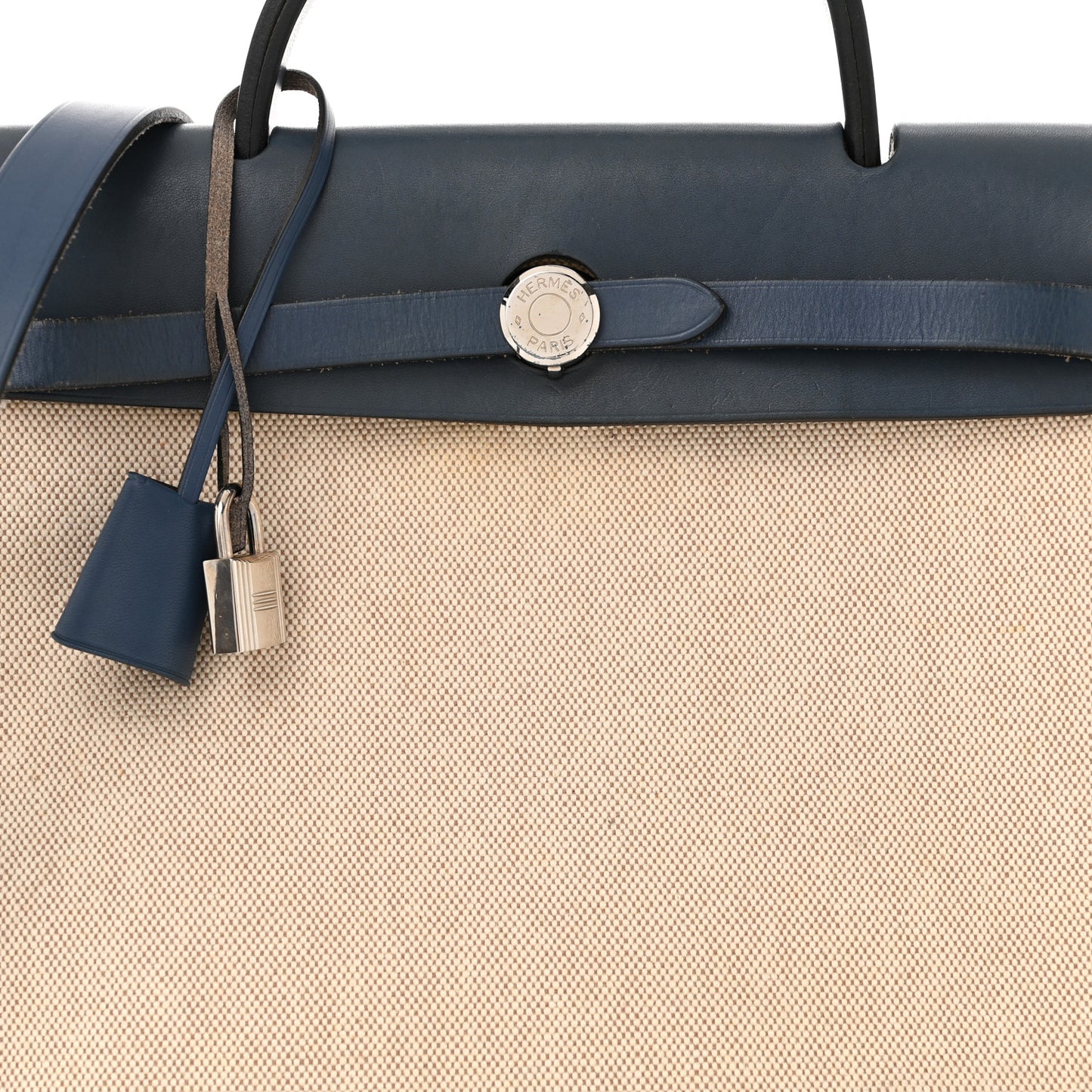 Toile Vache Calfskin Herbag PM 30 Navy Bleu Natural
